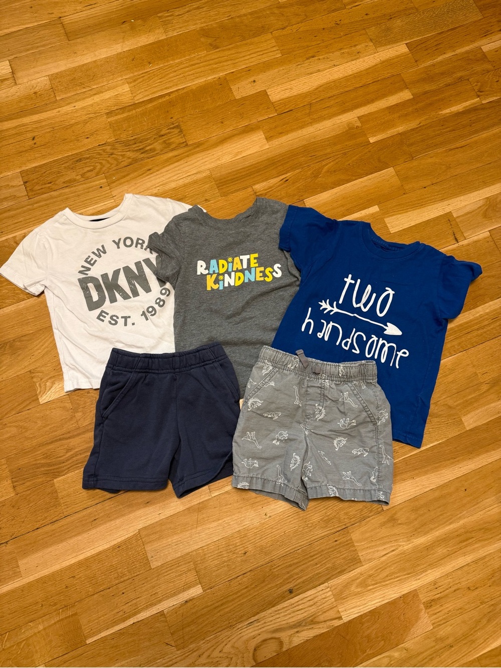 Dkny Kids Tee & Shorts Bundle - White, Gray, Royal Blue, Navy